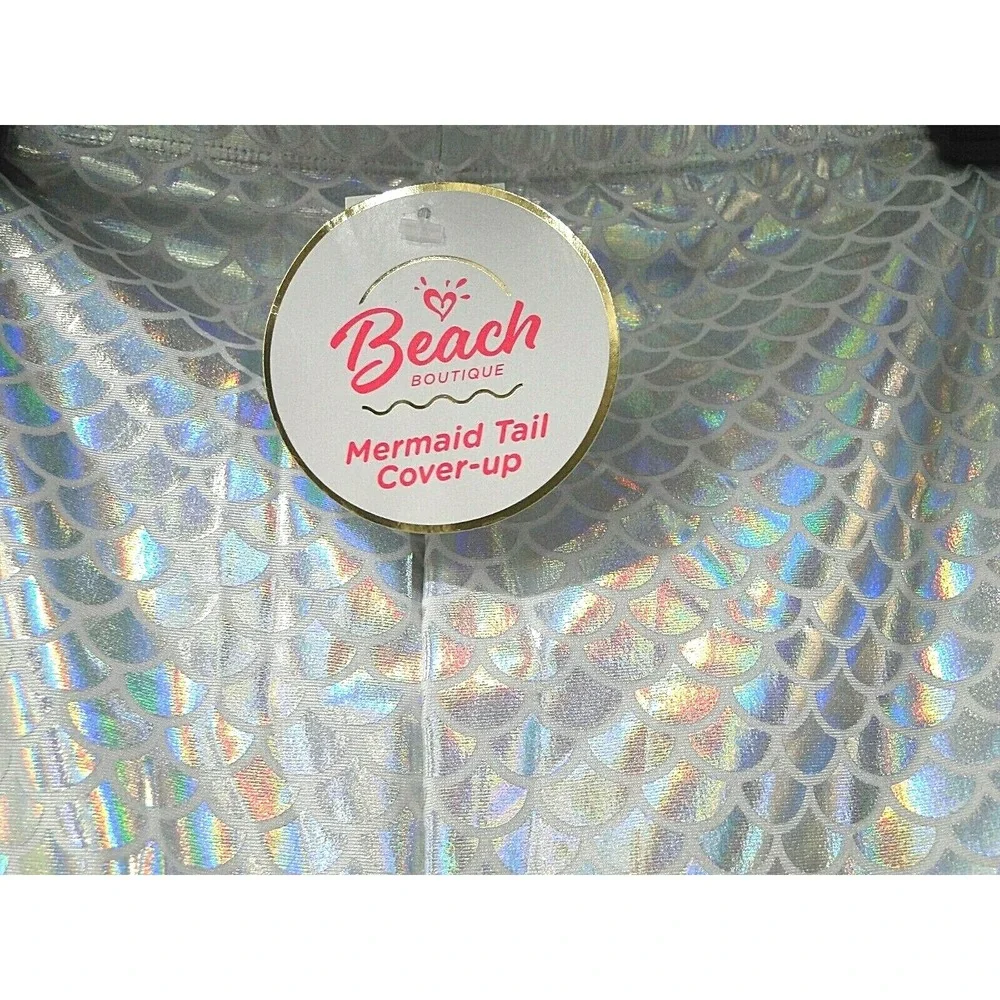 JUSTICE NWT GIRLS MERMAID TAIL SWIMSUIT COVERUP Large Beach‎ Iridescent